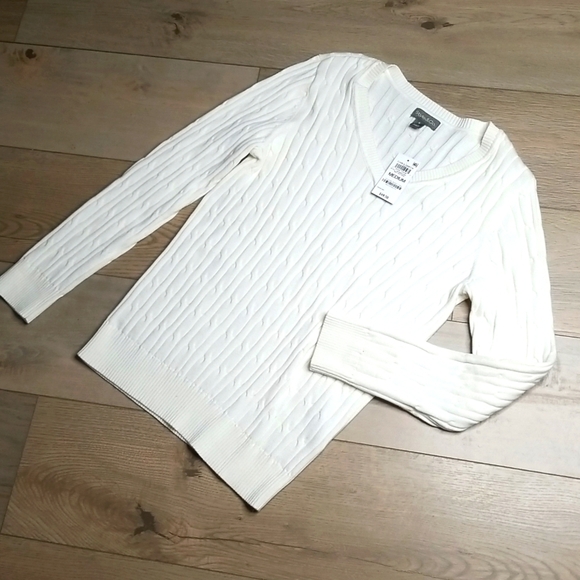 STYLE & CO Women's vneck ribbed sweater longsleeve sz medium nwt - Picture 1 of 6